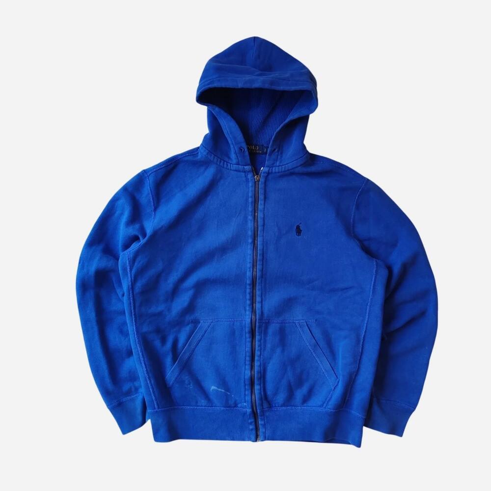 Polo Ralph Lauren blue zip up hoodie with embroidered logo